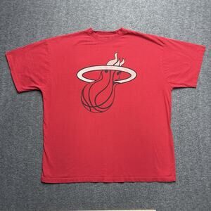 Miami Heat T-shirt Adult Men's 3X Big 3XL Red Shor t Sleeve Basketball Majestic